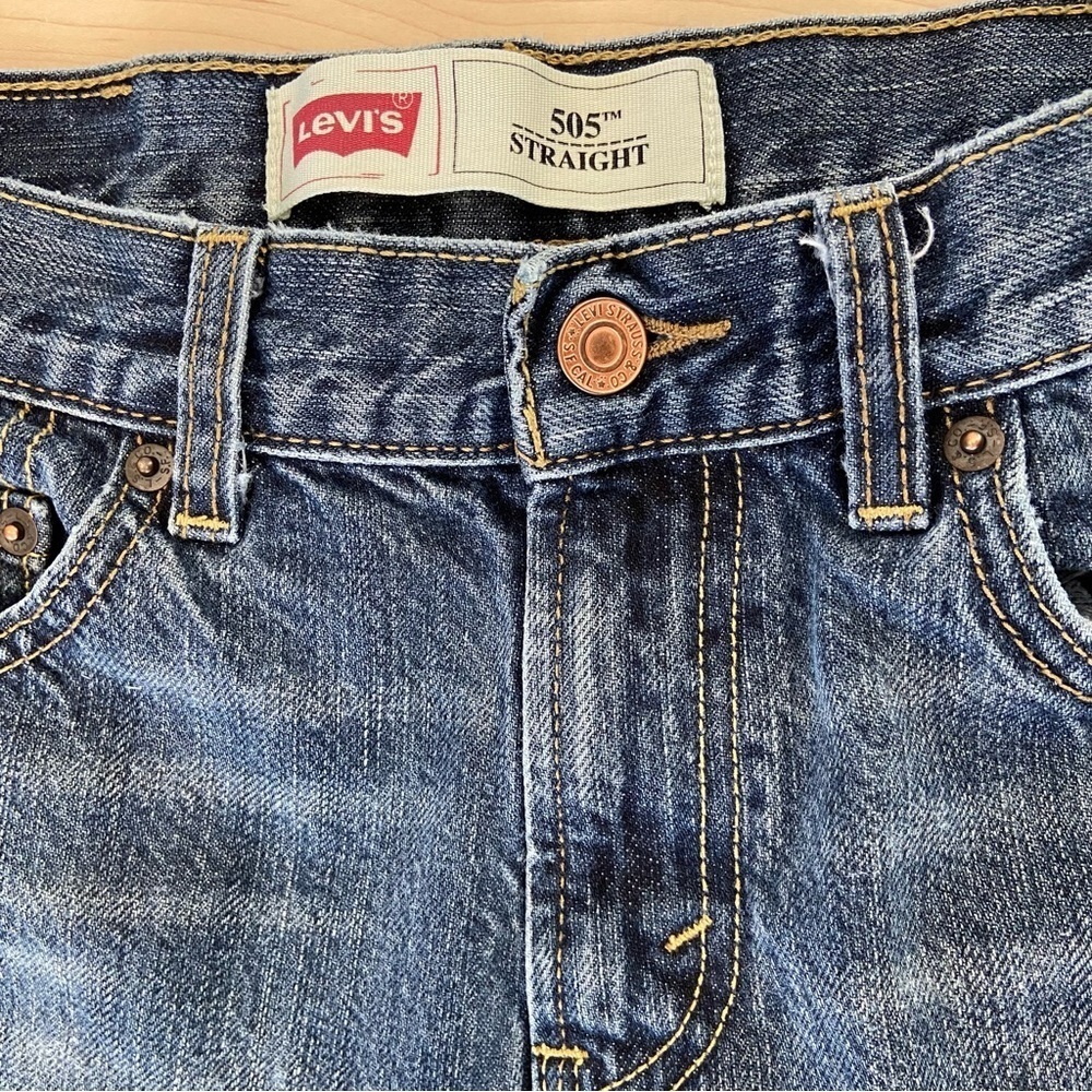 Levis men bundle 2 jeans 505 straight leg stretch blue denim size 27/youth 14 - Picture 4 of 11